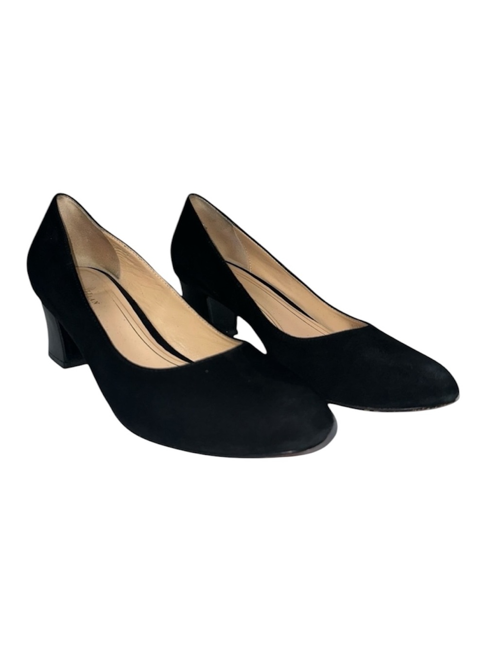 Cole Haan Chelsea Black Suede Low Flare Block Heel Classic Pumps Size 7.5